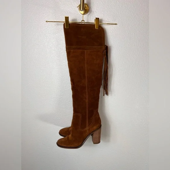 Franco Sarto Knee High Suede Side Zip Boots Size 6.5 - Picture 3 of 11